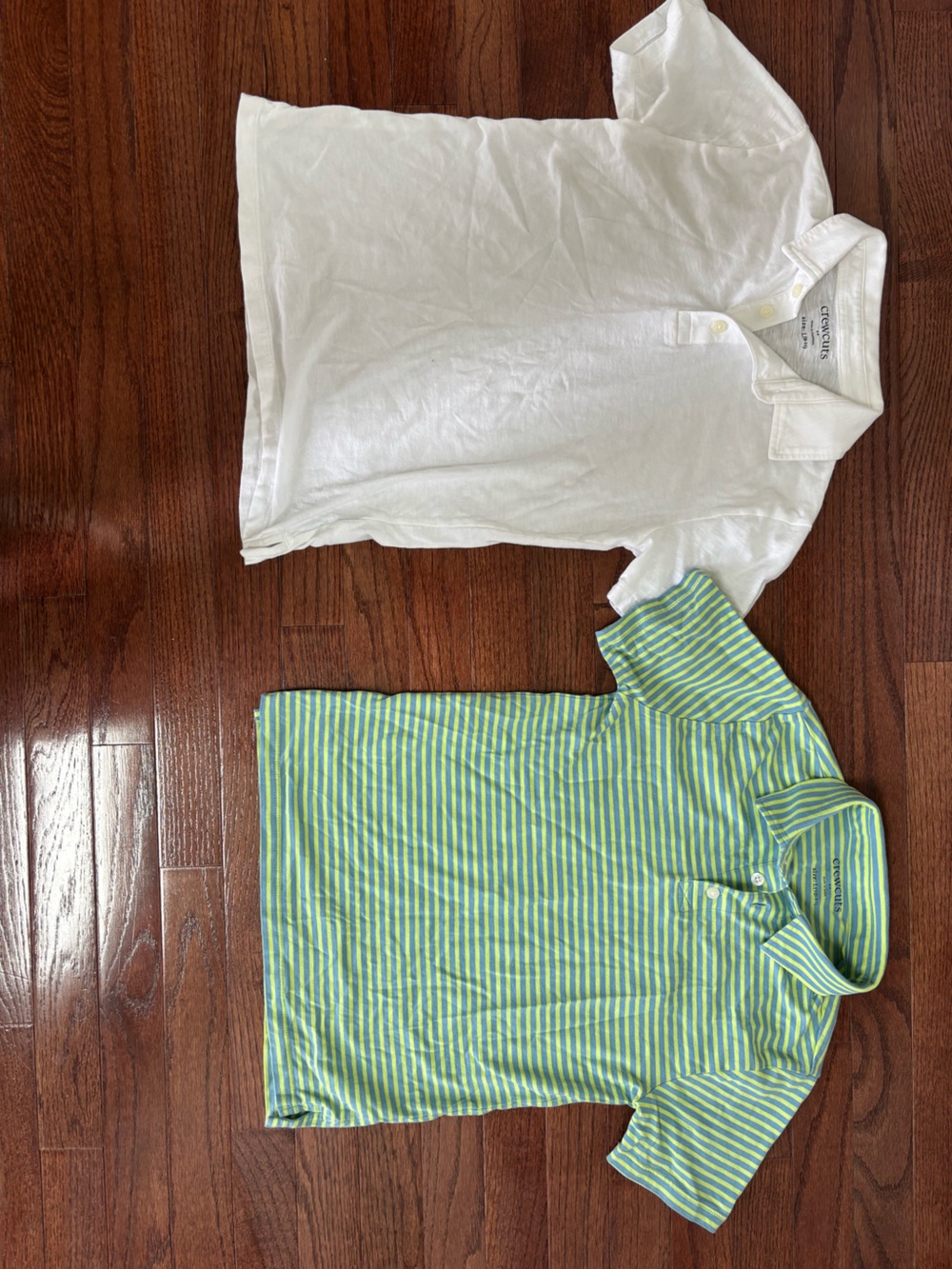 J.Crew Crewcuts set of 2 Polos! White and Green Striped Polos L